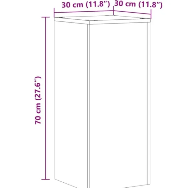 vidaXL Växtställ 2 st betonggrå 30x30x70 cm konstruerat trä