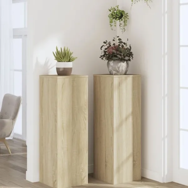 Outlet Växtställ 2 st sonoma-ek 33x33x100 cm konstruerat trä Växtställ