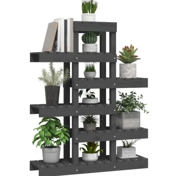 New Växtställ Grå 85x25x109,5 cm massiv furu - Växtställ Växtställ