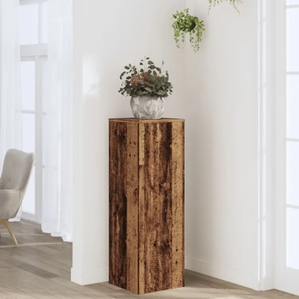 Discount Växtställ åldrat trä 33x33x100 cm konstruerat trä Växtställ