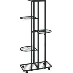 vidaXL Växtställ på hjul 5 hyllor 44x23x100 cm svart järn - Växtställ
