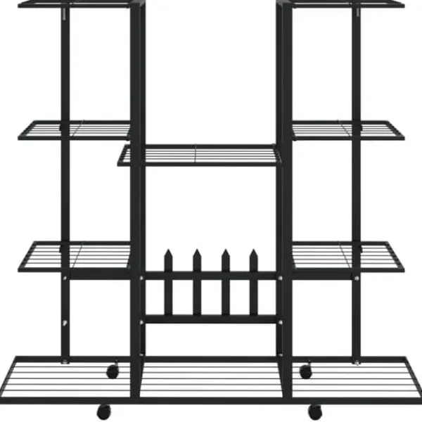 Växtställ på hjul 94,5x24,5x91,5 cm svart järn - Växtställ Växtställ