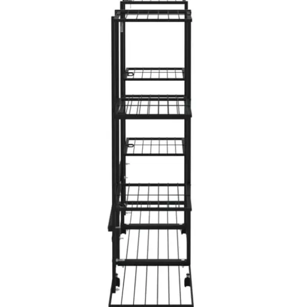 Växtställ på hjul 94,5x24,5x91,5 cm svart järn - Växtställ Växtställ