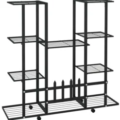 Växtställ på hjul 94,5x24,5x91,5 cm svart järn - Växtställ Växtställ