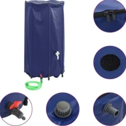 Sale Vikbar vattentank med kran 380 L - Slitstark PVC | Färg: Grön | Storlek: 380 L Regntunnor