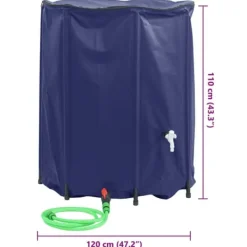 Vikbar vattentank med kran 1250 L PVC - Regnvattenbehållare | Färg: Grå | Storlek: 1250 L