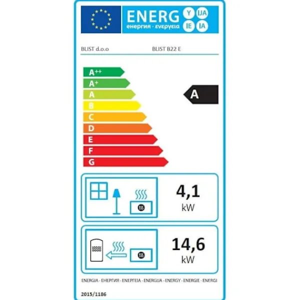 Clearance vedeldad kamin 22 kW, antracit - C - Mindre slitage Vedeldade Kaminer