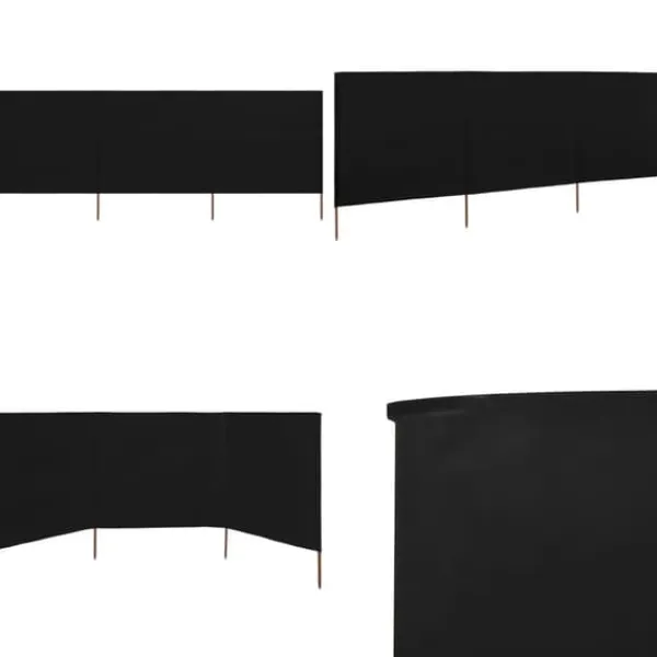 Vindskydd 3 paneler tyg 400x160 cm svart - Vindskärm - Vindskärmar - Home & Living