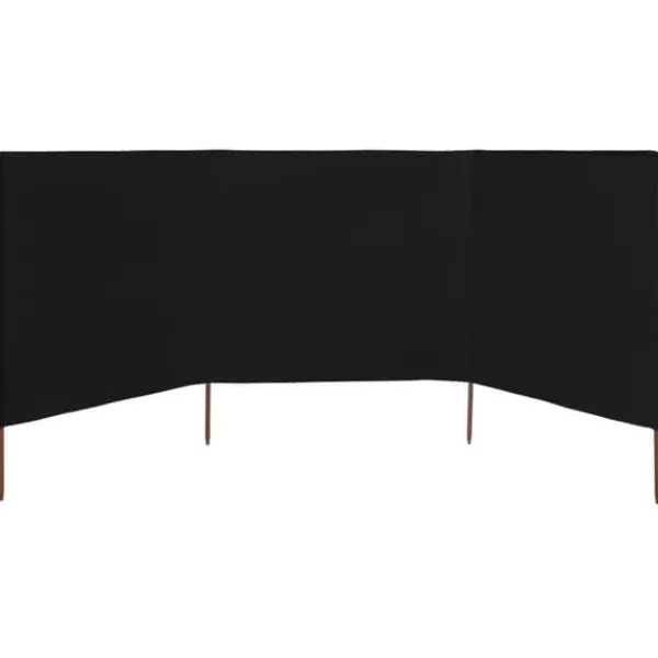 Vindskydd 3 paneler tyg 400x160 cm svart - Vindskärm - Vindskärmar - Home & Living