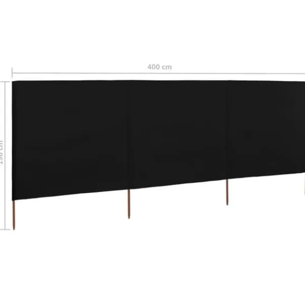 Vindskydd 3 paneler tyg 400x160 cm svart - Vindskärm - Vindskärmar - Home & Living