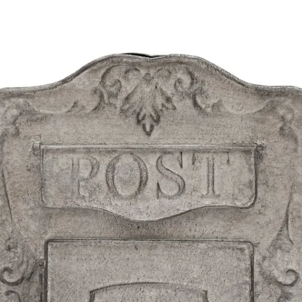 Vintage brevlåda - Väggmonterad postlåda - Vägg-/Staketmontering - Präglad metall - Utomhus - Med lock - Mått 26×9,5×34 cm - Grå