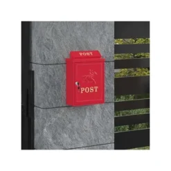 Vintage väggpostlåda - - Röd - Gjutet aluminium - 29x13x41 cm - Korrosionsbeständig Postlådor & Brevlådor