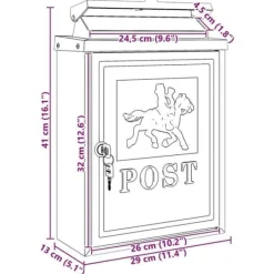 Vintage väggpostlåda - - Röd - Gjutet aluminium - 29x13x41 cm - Korrosionsbeständig Postlådor & Brevlådor