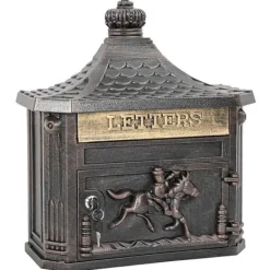 vidaXL Vintage väggpostlåda - - Brons - Gjuten aluminium - 40,5 x 15,5 x 44 cm - Vattentät - Låsbar