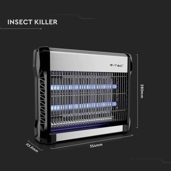 Outlet V-TAC VT-3216 11179 Insektsdödare UV-ljus 16 W (L x B x H) 280 x 354 x 93.5 mm Aluminium, Svart 1 st Insektsmedel & Djuravvisande Medel
