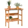 vidaXL Växtbord med hylla brun 78x38x82,5 cm massivt granträ