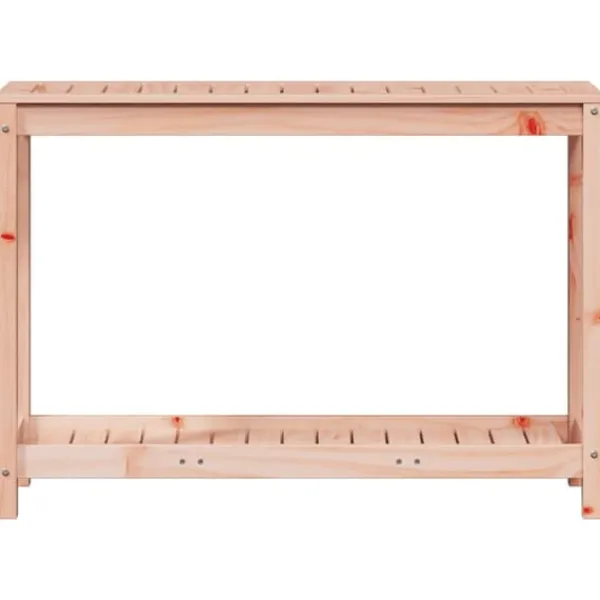 Växtbord med hylla i massivt douglasträ - Planteringsbord | Storlek: 108x35x75 cm | Färg: Natur