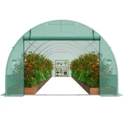 Växthus, Gångtunnel, 890x295x198 cm, Grön, Stålram