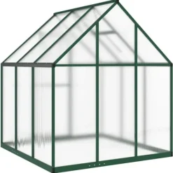 Växthus med grön aluminiumram - Skydd för växter | Storlek: 169x169x195 cm