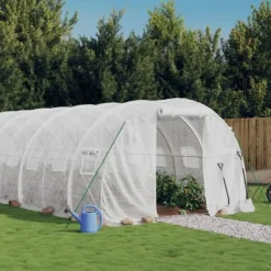 vidaXL Växthus med stålram vit 72 m² 24x3x2 m