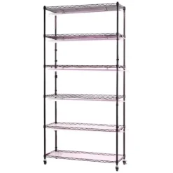 Växthylla med odlingslampa/växtlampa - 6-vånings växtställ - 180 cm Högt - LED 150 W 3800 K Fullspektrum - Hjul - Timer - För inomhusväxter