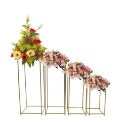 Online Växtställ & blomsterställ set - Metallstativ - 4-pack - Stålrör - 10–15 kg/st - Inne/ute - Montering krävs - För bröllopscenterpiece - Guld Växtställ