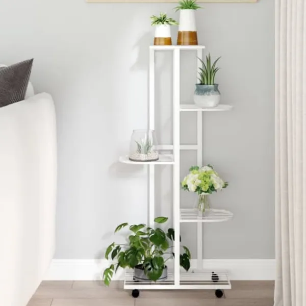 Discount Växtställ - Living Växtställ på hjul 5 hyllor 44x23x100 cm svart järn Växtställ
