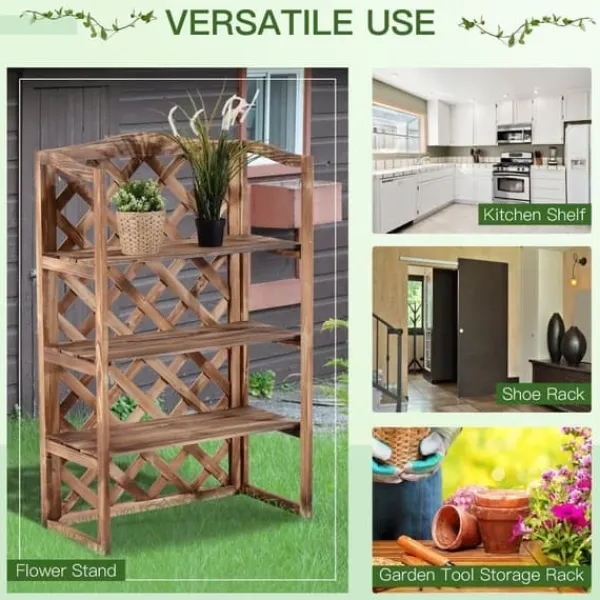 Discount Växtställ 3 nivåer gran kompakt robust för inne/ute Modell 8 Växtställ