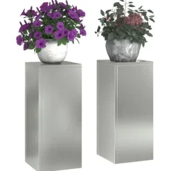 Online Växtställ 2 pcs Silver 24 x 24 x 55 cm Galvaniserat stål Växtställ