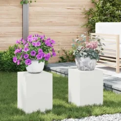 Clearance Växtställ 2 pcs Vit 24 x 24 x 35 cm Stål Växtställ