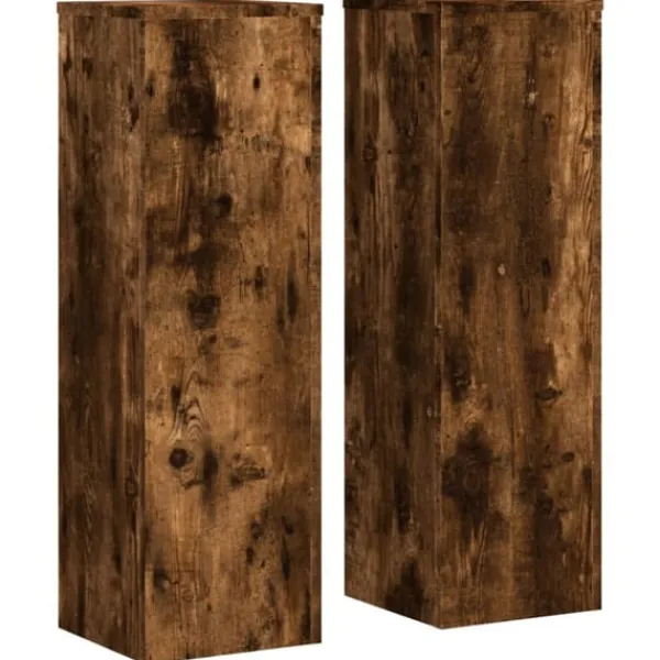 vidaXL Växtställ 2 st rökfärgad ek 25x25x80 cm konstruerat trä