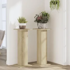 Växtställ 2 st sonoma-ek 30x30x80 cm konstruerat trä Växtställ