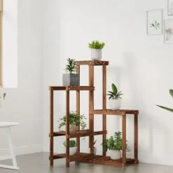 Discount Växtställ i massivt granträ - För dekorativa växter och föremål | Storlek: 62,5x61,5x101,5 cm Växtställ