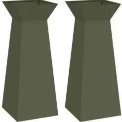 Växtställ i Olivgrön Metall - Fyrkantigt Design | Storlek: 40x40x101 cm