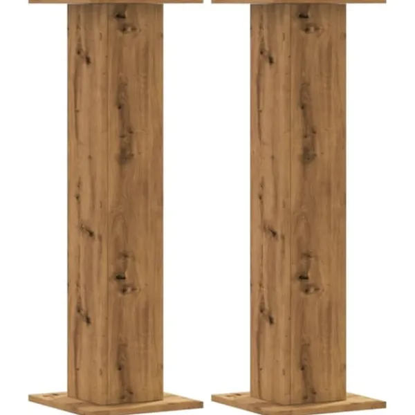 Discount Växtställ i 2-pack - Stabilt konstruerat trä | Storlek: 30x30x95 cm | Färg: Ek Växtställ