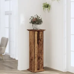 Best Växtställ åldrat trä 33x33x100 cm konstruerat trä Växtställ