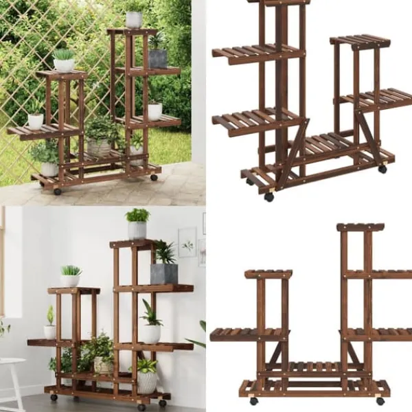 Discount Växtställ med hjul 95x25x101 cm massiv furu - Växtstöd - Klätterstöd - Home & Living Växtställ