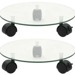 New Växtställ på hjul 2 st härdat glas 28 cm rund Stöd Med Hjul, Säten & Knäskydd För Trädgårdsskötsel