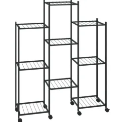 vidaXL Växtställ på hjul 83x25x103,5 cm svart järn