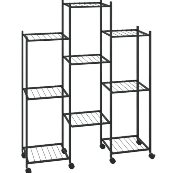 vidaXL Växtställ på hjul 83x25x103,5 cm svart järn
