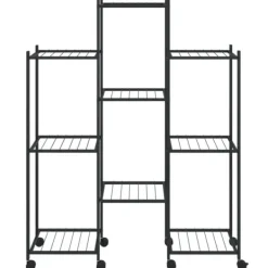 vidaXL Växtställ på hjul 83x25x103,5 cm svart järn