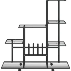 Växtställ på hjul 94,5x25x92,5 cm svart metall Växtställ