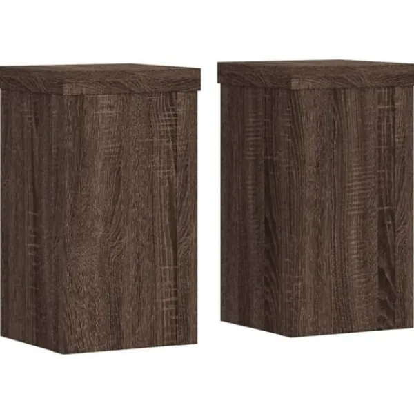 Clearance Växtställ 2-pack i konstruerat trä - Stabilt och stilrent | Färg: Brun | Storlek: 10x10x18 cm Växtställ