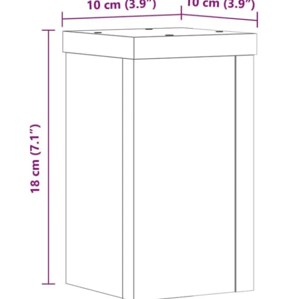 Clearance Växtställ 2-pack i konstruerat trä - Stabilt och stilrent | Färg: Brun | Storlek: 10x10x18 cm Växtställ