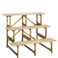New Växttrappa 3 steg gran 100x80x78 cm för trädgård balkong terrass Växtställ