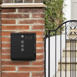 Discount Wall Letterbox - Letterbox - med tidningsbox och typskylt - med lås - svart Postlådor & Brevlådor